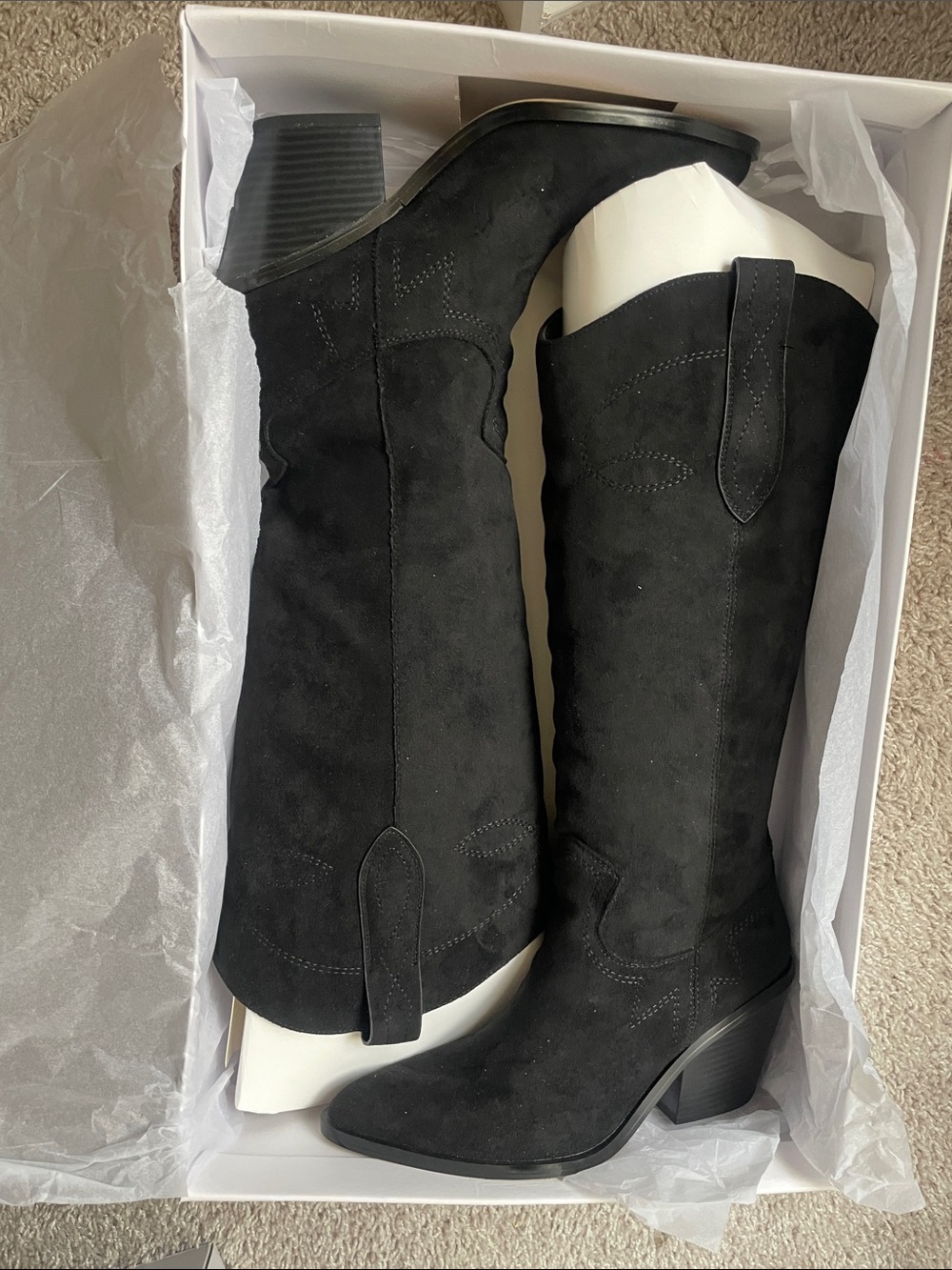 Rebecca Minkoff Black Suede Over-the-Knee Western Boots